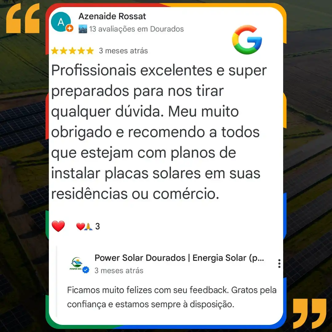 cliente satisfeito energia solar residencial dourados ms