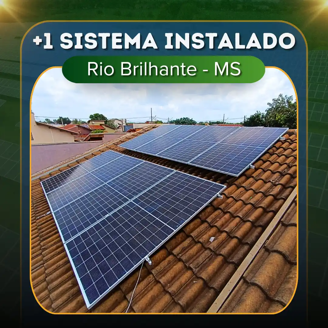 instalação painel solar residencial rio brilhante ms